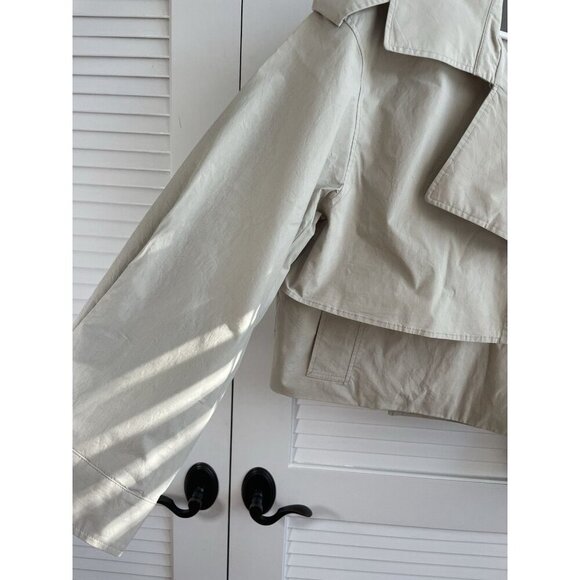 AE77 Trench Coat Cropped Utility Bone Khaki Women's Size XL, NWT - Picture 4 of 16